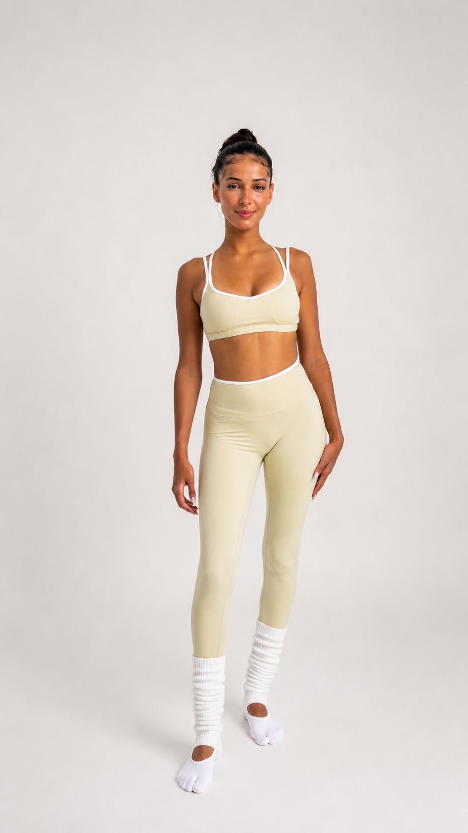 Double Strap Sports Bra in Light Pistachio Cream — image 1