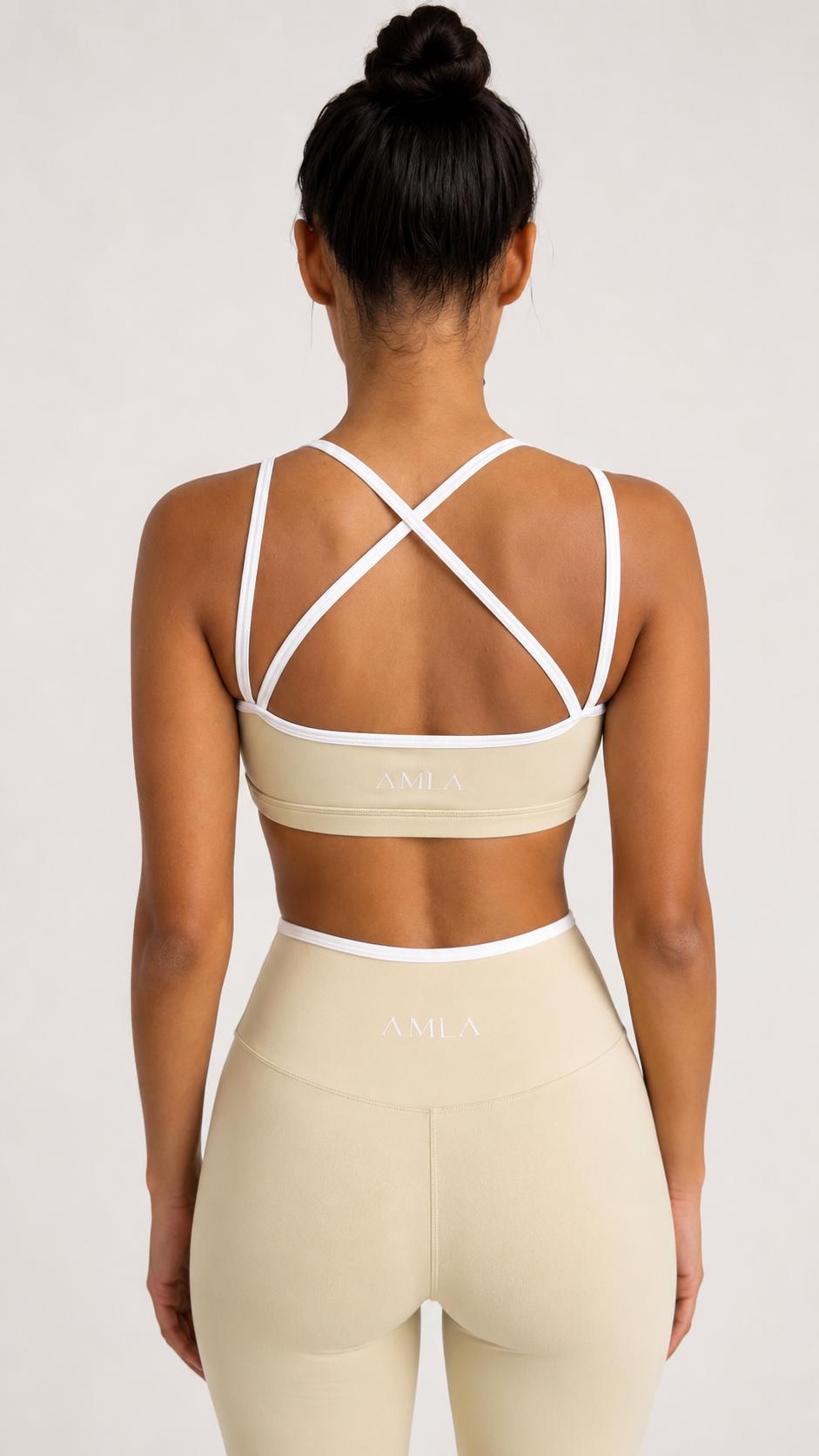 Double Strap Sports Bra in Light Pistachio Cream — image 3